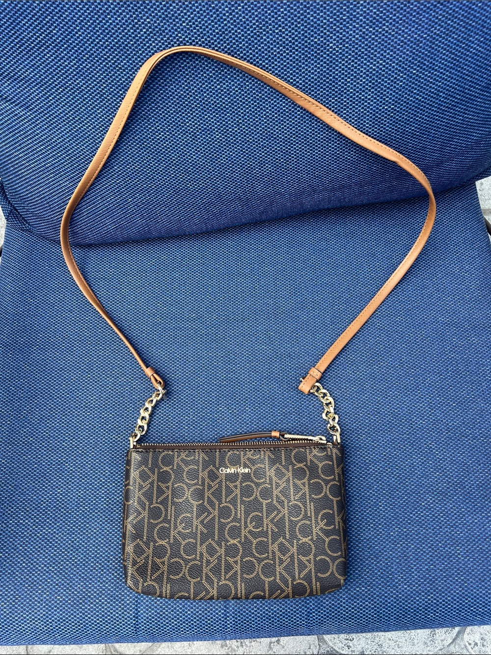 Calvin Klein Monogram Brown and Tan Crossbody Bag